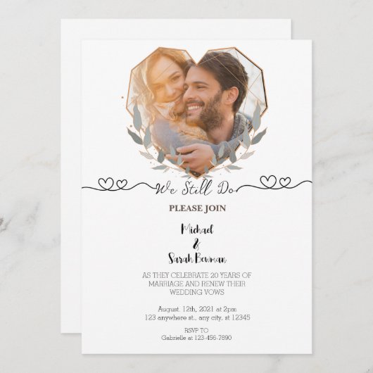 Invitation Nous faisons toujours Elegant Photo Mariage Vow Re (Devant / Derrière)