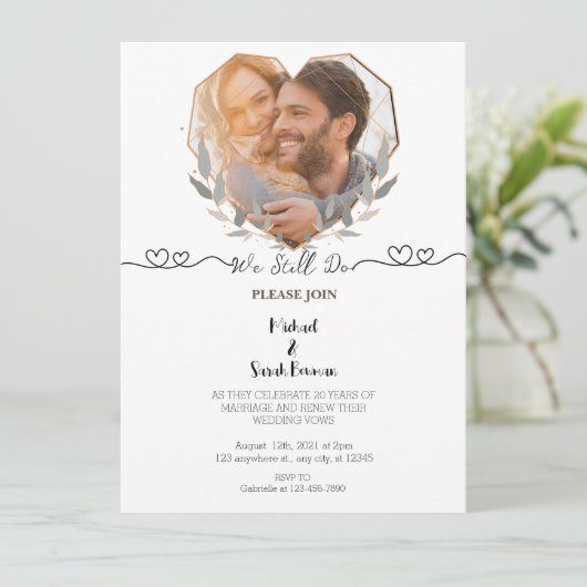 Invitation Nous faisons toujours Elegant Photo Mariage Vow Re (Debout devant)