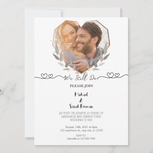Invitation Nous faisons toujours Elegant Photo Mariage Vow Re (Devant)