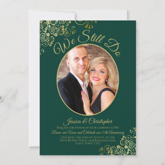 Invitation Nous faisons toujours Emerald & Gold Mariage Vow R (Devant)