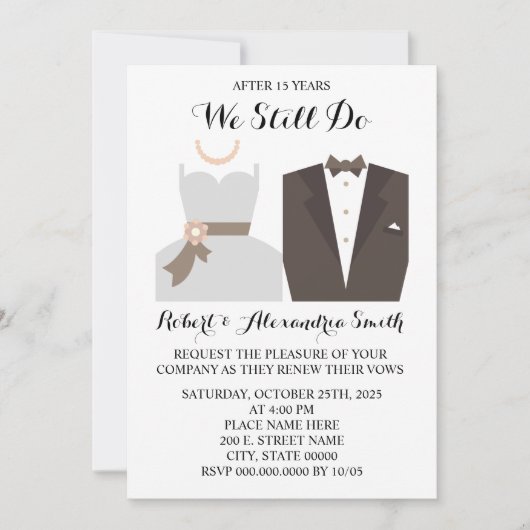 Invitation Nous Faisons Toujours Mariage Anniversaire Invitat (Devant)