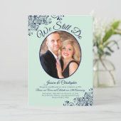 Invitation Nous faisons toujours Marine Blue & Mint Mariage V (Debout devant)