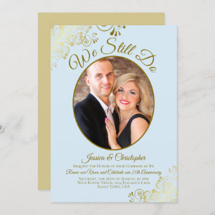 Invitation Nous Faisons Toujours Poudre Bleu & Or Mariage Vow