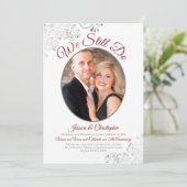Invitation Nous Faisons Toujours Red Silver & White Mariage V (Debout devant)
