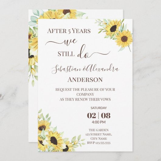 Invitation Nous faisons toujours Renouveler les Vows Mariage (Devant / Derrière)