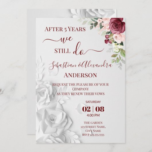 Invitation Nous faisons toujours Renouveler les Vows Mariage  (Devant / Derrière)