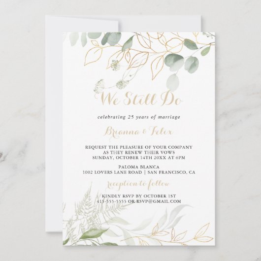 Invitation Nous Faisons Toujours Vow Gold Green Foliing Renou (Devant)