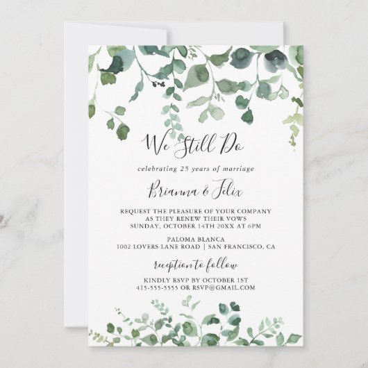 Invitation Nous Faisons Toujours Vow Script Green Foliing Ren (Devant)