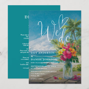 Invitation Nous faisons Tropical Beach Floral Tout En Un Mari