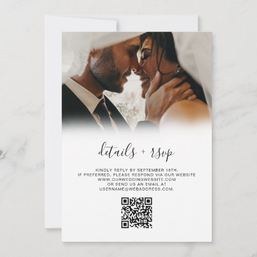 Invitation Nous faisons un budget de photo de mariage Code QR (Dos)