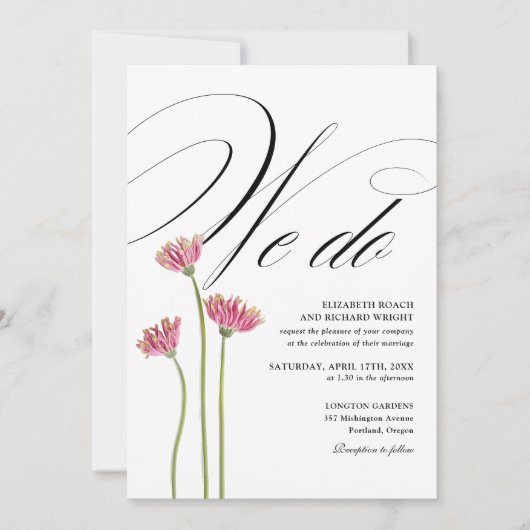 Invitation Nous faisons un élégant mariage floral de script (Devant)