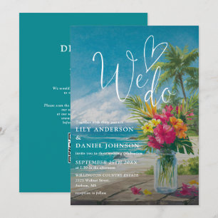 Invitation Nous faisons un mariage moderne avec un code QR fl