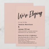 Invitation Nous Faisons une Fuite Minimaliste Rose Pâle Écrit (Devant / Derrière)