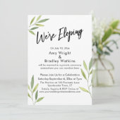 Invitation Nous Fuyons Typographie, Feuillage Aquarelle Verte (Debout devant)