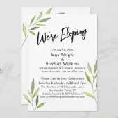 Invitation Nous Fuyons Typographie, Feuillage Aquarelle Verte (Devant / Derrière)