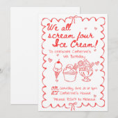 Invitation Nous hurlons tous Four Ice Cream Anniversaire Invi (Devant / Derrière)