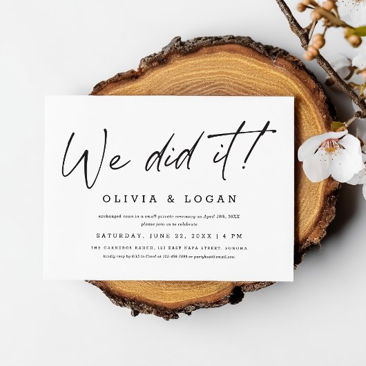 Invitation Nous l'avons fait ! Chic Écriture Moderne Mariage