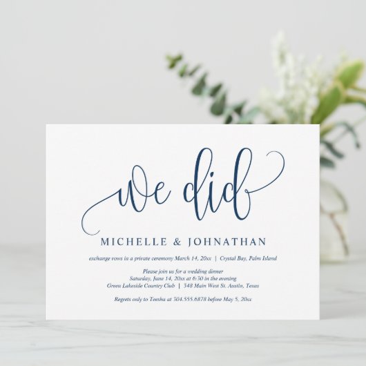 Invitation Nous l'avons fait, Mariage Elopement Party Celebra (Debout devant)