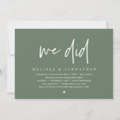 Invitation Nous l'avons fait, Mariage Intime, Fête Mariage Él (Devant)