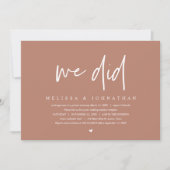 Invitation Nous l'avons fait, Mariage Intime, Moderne Minimal (Devant)