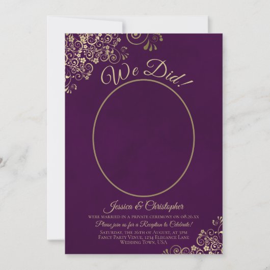 Invitation Nous l'avons fait ! Réception de mariage Violet Pr (Devant)