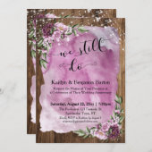 Invitation Nous le faisons encore, Fleurs aquarelles sur bois (Devant / Derrière)