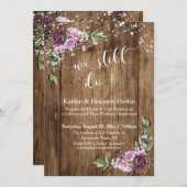 Invitation Nous le faisons toujours, Bois rustique Fleurs ros (Devant / Derrière)