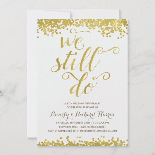 Invitation Nous le faisons toujours | Faux Gold Foil Annivers (Devant)