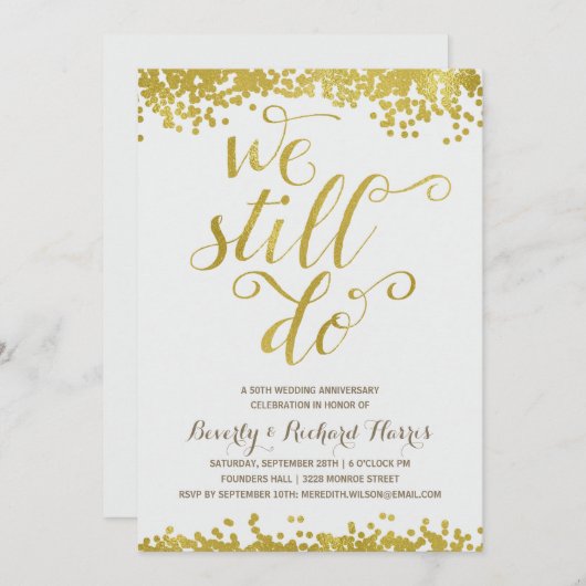 Invitation Nous le faisons toujours | Faux Gold Foil Annivers (Devant / Derrière)