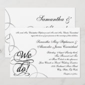 Invitation Nous le faisons, Tourbillonnant Mariage noir et bl (Devant / Derrière)