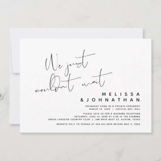 Invitation Nous n'avons pas pu attendre, Mariage Elopement Mo (Devant)