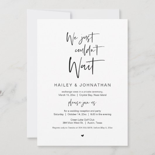 Invitation Nous n'avons pas pu attendre, Mariage en Elopement (Devant)
