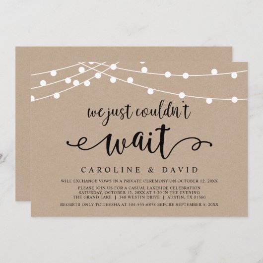 Invitation Nous n'avons pas pu attendre, Mariage en Elopement (Devant / Derrière)