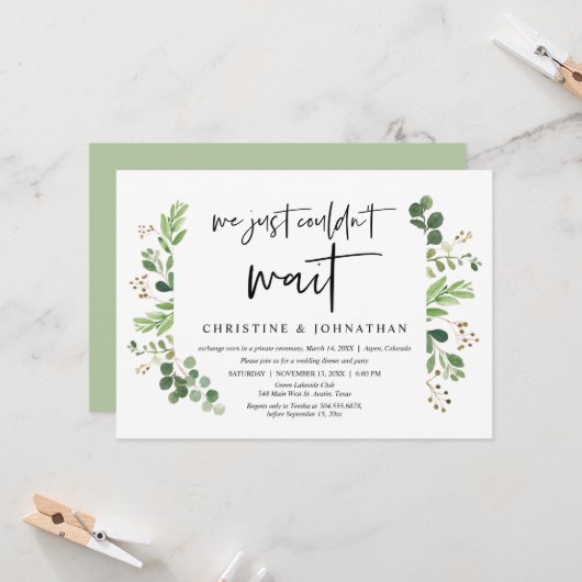 Invitation Nous n'avons pas pu attendre, Mariage en fuite (Devant/Arrière en situation)