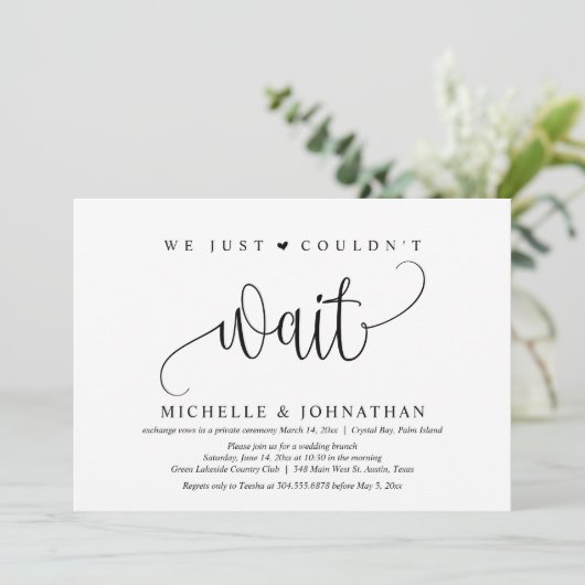 Invitation Nous n'avons pas pu attendre, mariage intime (Debout devant)