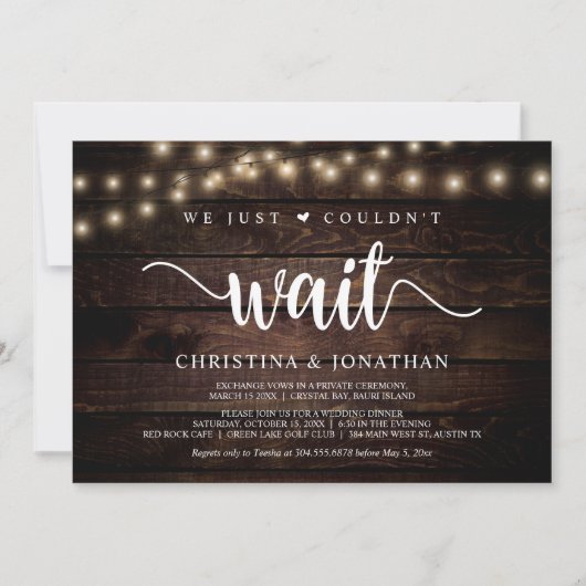 Invitation Nous n'avons pas pu attendre, Mariage Intime Rusti (Devant)