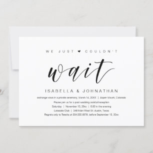 Invitation Nous ne pouvions pas attendre, Mariage Elopement