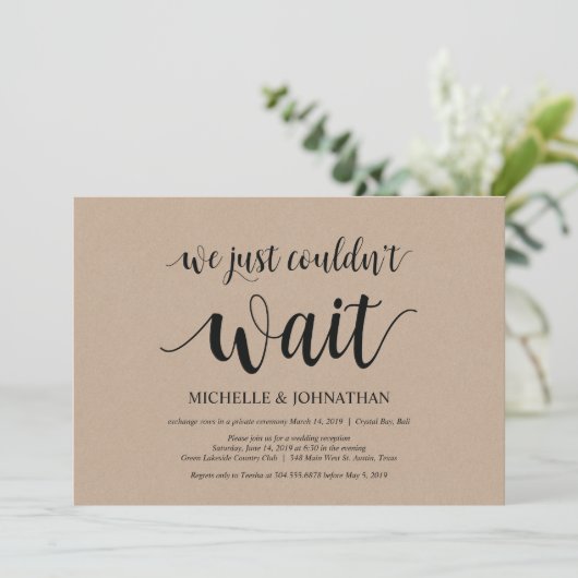 Invitation Nous ne pouvions pas attendre, Mariage Elopement I (Debout devant)