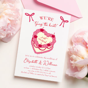 Invitation Nous nouons le nœud Coquette Cerise Mariage