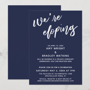 Invitation Nous nous enfuyons Simple Écriture manuscrite bleu