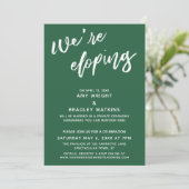 Invitation Nous nous enfuyons Simple Leaf Vert Écriture Manus (Debout devant)