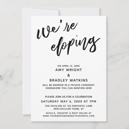 Invitation Nous nous enfuyons simplement calligraphie moderne (Devant)