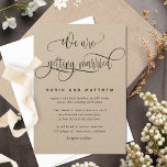 Invitation Nous Nous Marions Kraft Rustic Modern Mariage<br><div class="desc">Elégant Faire-part de mariage Kraft avec gracieuse calligraphie manuscrite moderne "Nous nous marions" phrase. Contemporain propre, élégant caractère rustique et romantique. Retour avec un beau monogramme circulaire avec les noms complets du couple et la calligraphie manuscrite "Mariage" au centre. Une partie de notre collection "Modern Rustic, Fine Calligraphy Kraft Stationery"...</div>