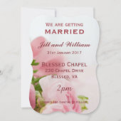 Invitation Nous nous marions Mariage rose roses (Devant)