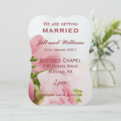 Invitation Nous nous marions Mariage rose roses (Debout devant)