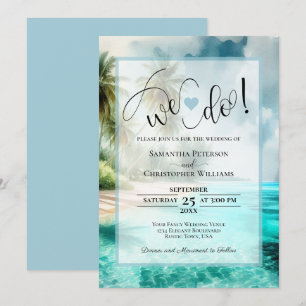 Invitation Nous nous marions ! Plage tropicale et palmiers Ma
