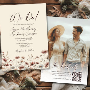 Invitation Nous nous marions ! Rustique Bohème Fleurs sauvage