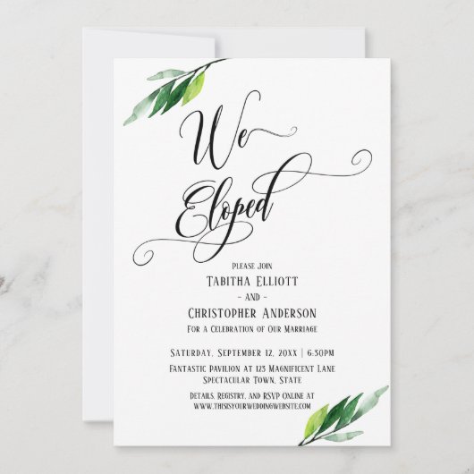 Invitation Nous nous sommes enfuis avec un script élaboré et (Devant)