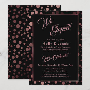 Invitation Nous nous sommes enfuis ! Bulles de confettis rose