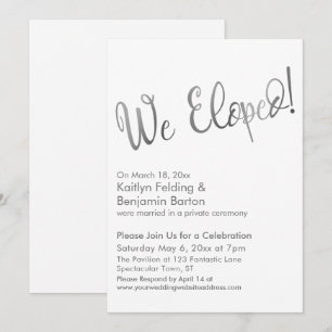 Invitation Nous nous sommes enfuis ! Célébration de mariage a